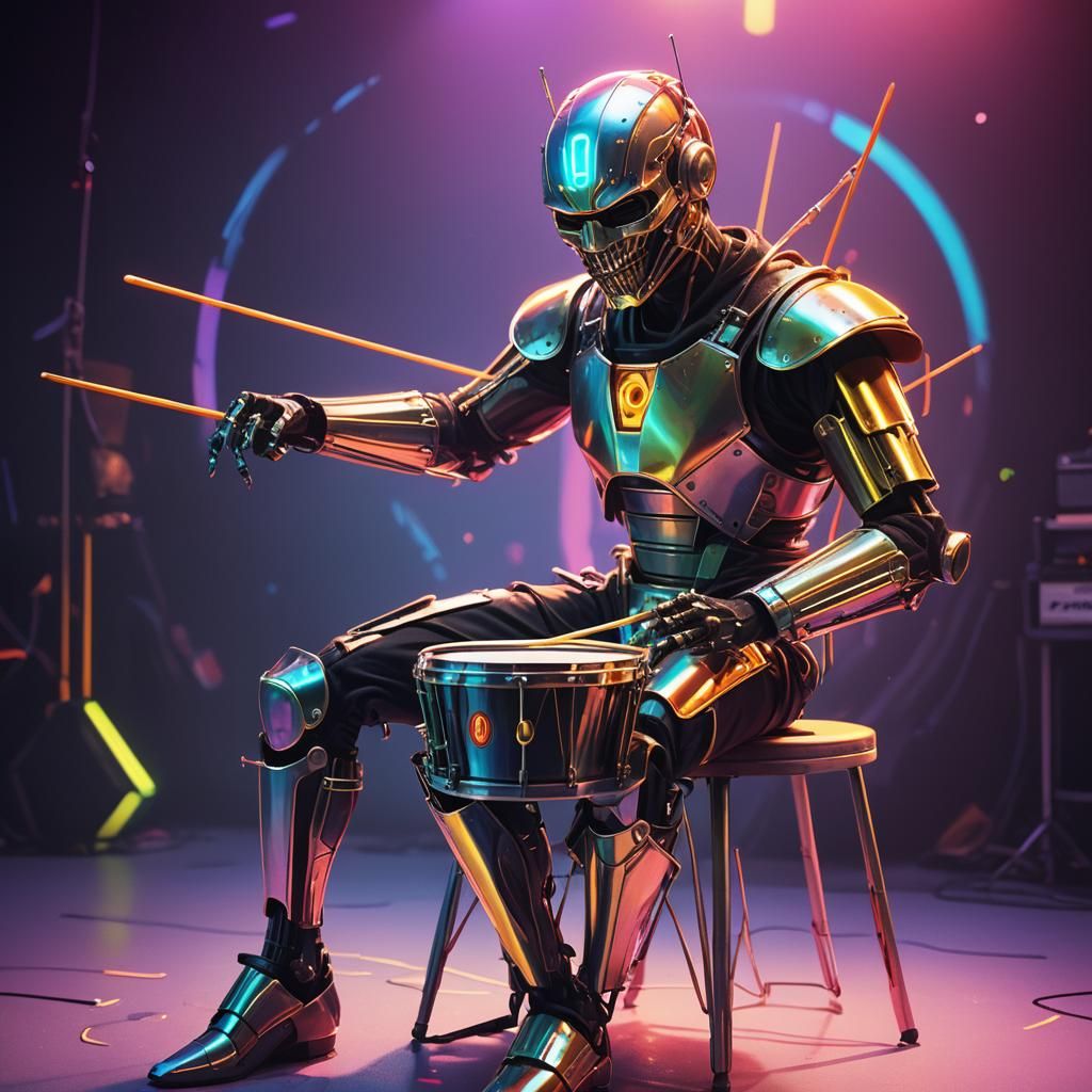Humanoid Snare Drum in Sci-Fi Style