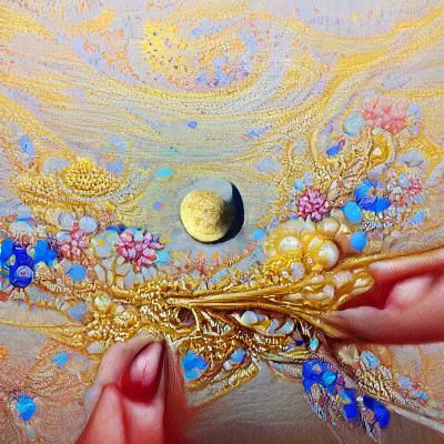 Detailed Celestial Painting of Cosmic Scene