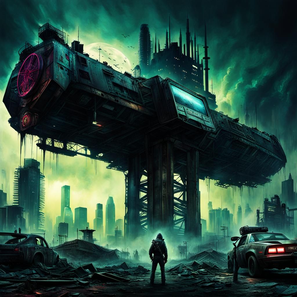 Post-Apocalyptic Cyberpunk Grunge Album Cover Art