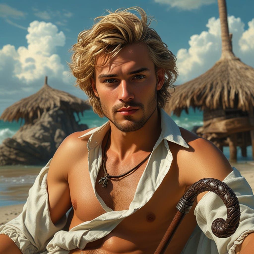 Rococo Gentleman on a Tropical Island