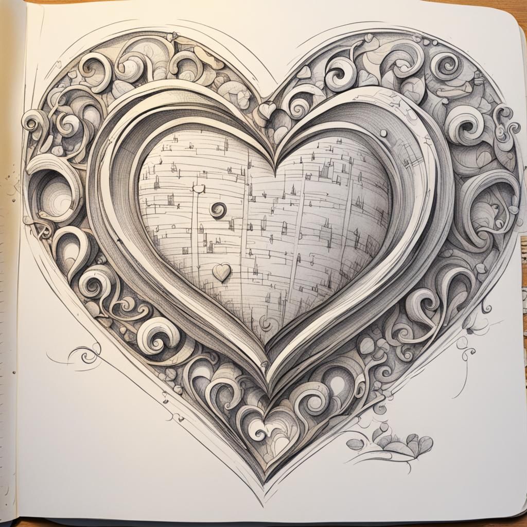 Disney Cartoon Heart Sketch Illustration