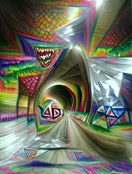 Abstract Angular Tunnel in Psychedelic Colors