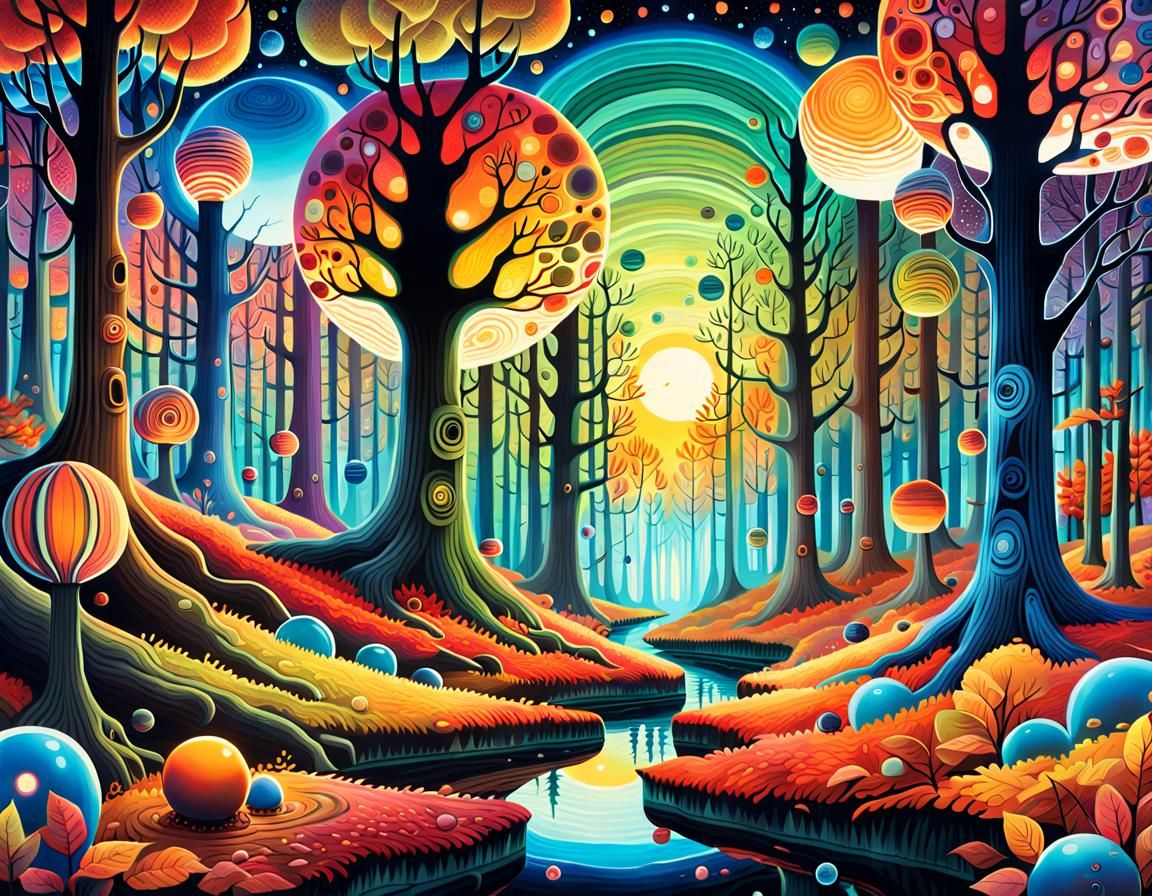Psychedelic Orb Forest Inspired by Yerka