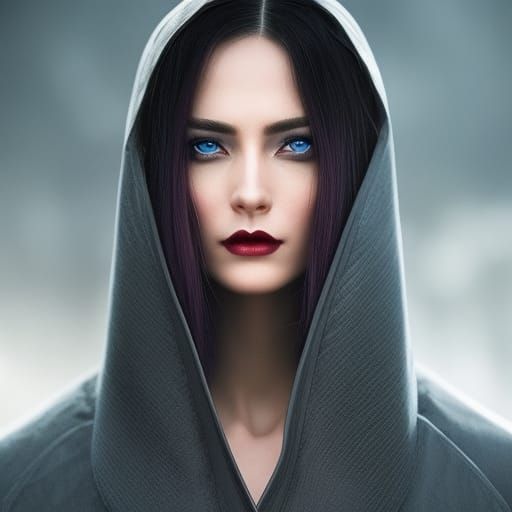 Victorian Assassin with Ice Blue Eyes, Comic Book Art