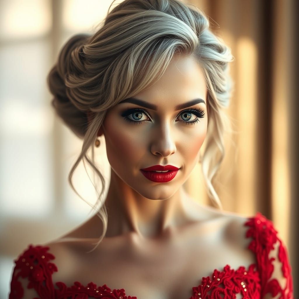 Elegant Polish Woman in Luxury, Golden Light