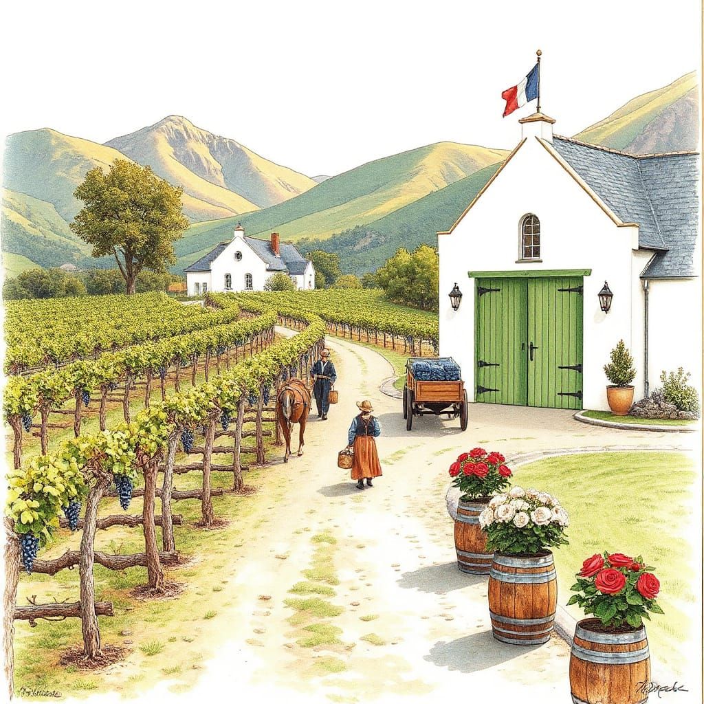Serene Harvest Scene in Franschhoek Vineyard