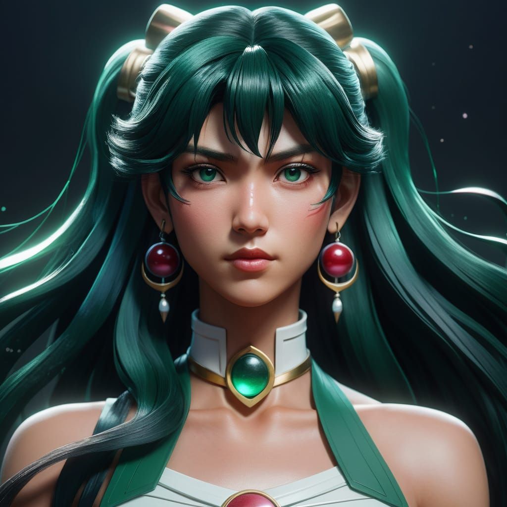 Sailor Pluto's Ethereal Leader Reimagined in Hyper-Realistic...