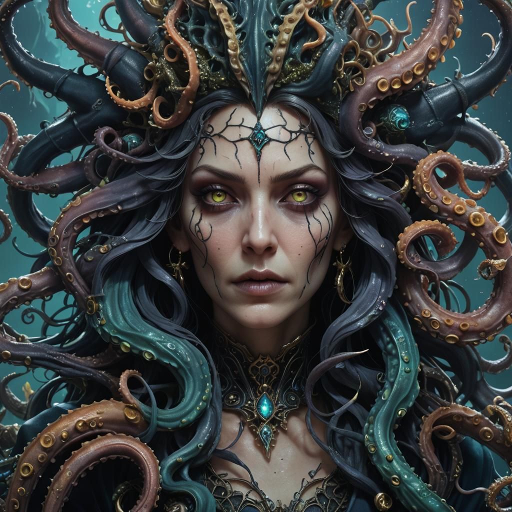 Deep Sea Witch Portrait in Dark Fantasy Style