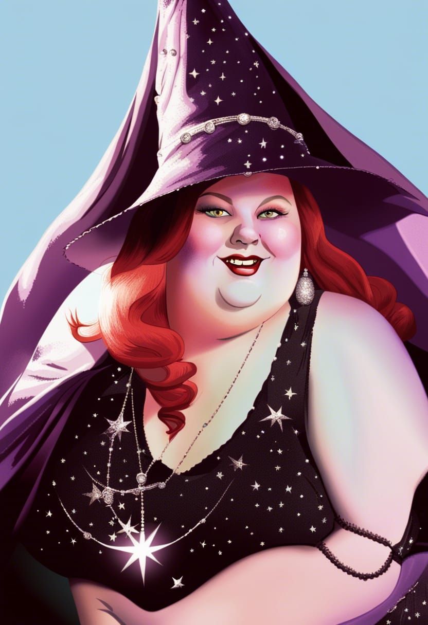 Curvy Red-Haired Witch in Chiaroscuro Lighting