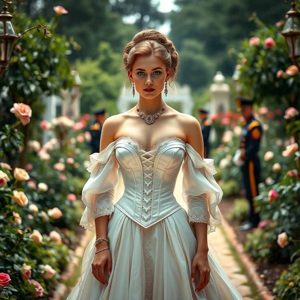 Victorian Queen in Royal Garden: A Cinematic Portrait