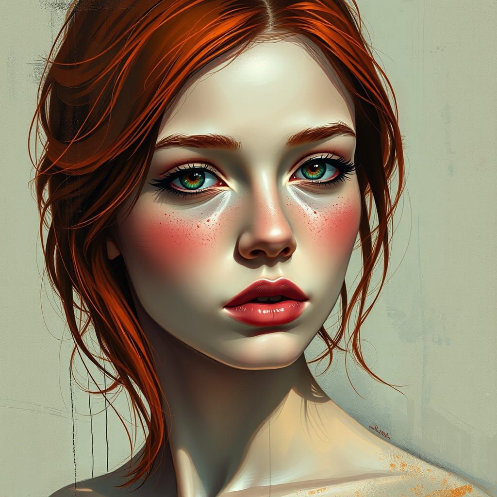 Vibrant Portrait in Abstract Expressionism Style