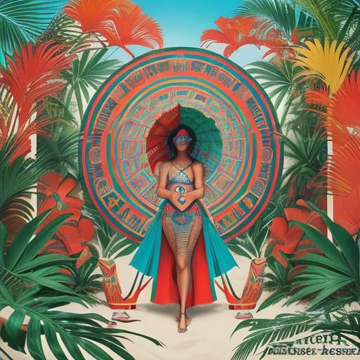 Art Deco Mayan Portal with Jungle Animals