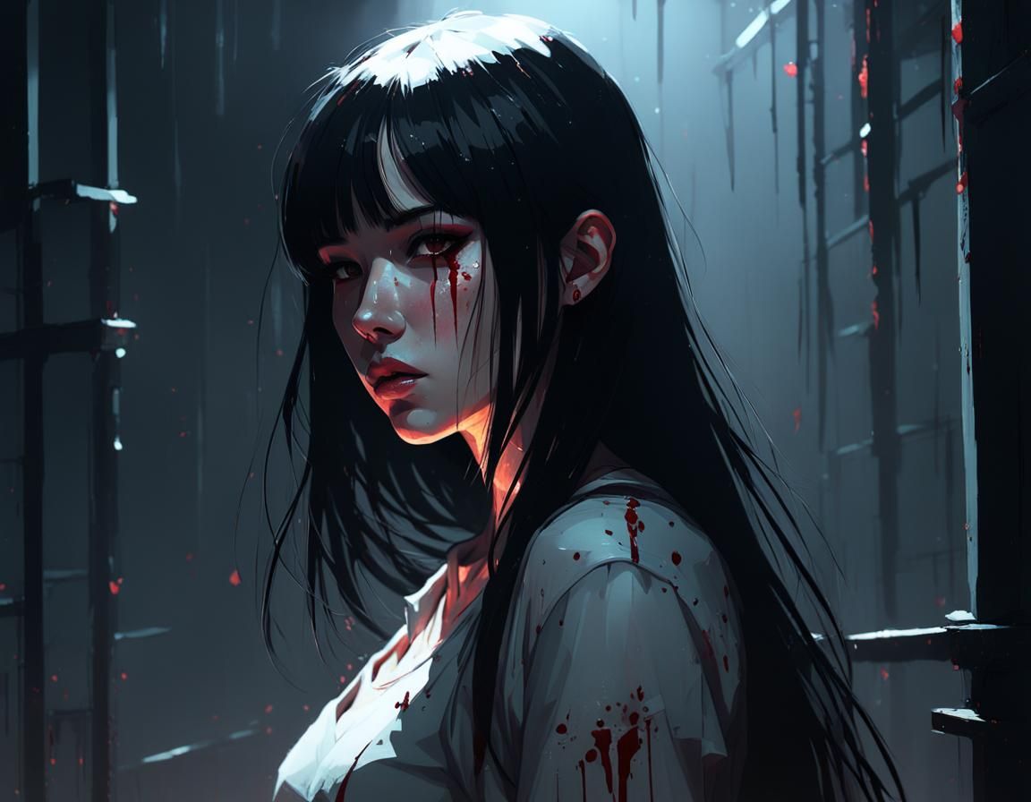 Ethereal Portrait of a Girl in Dark Atmosphere