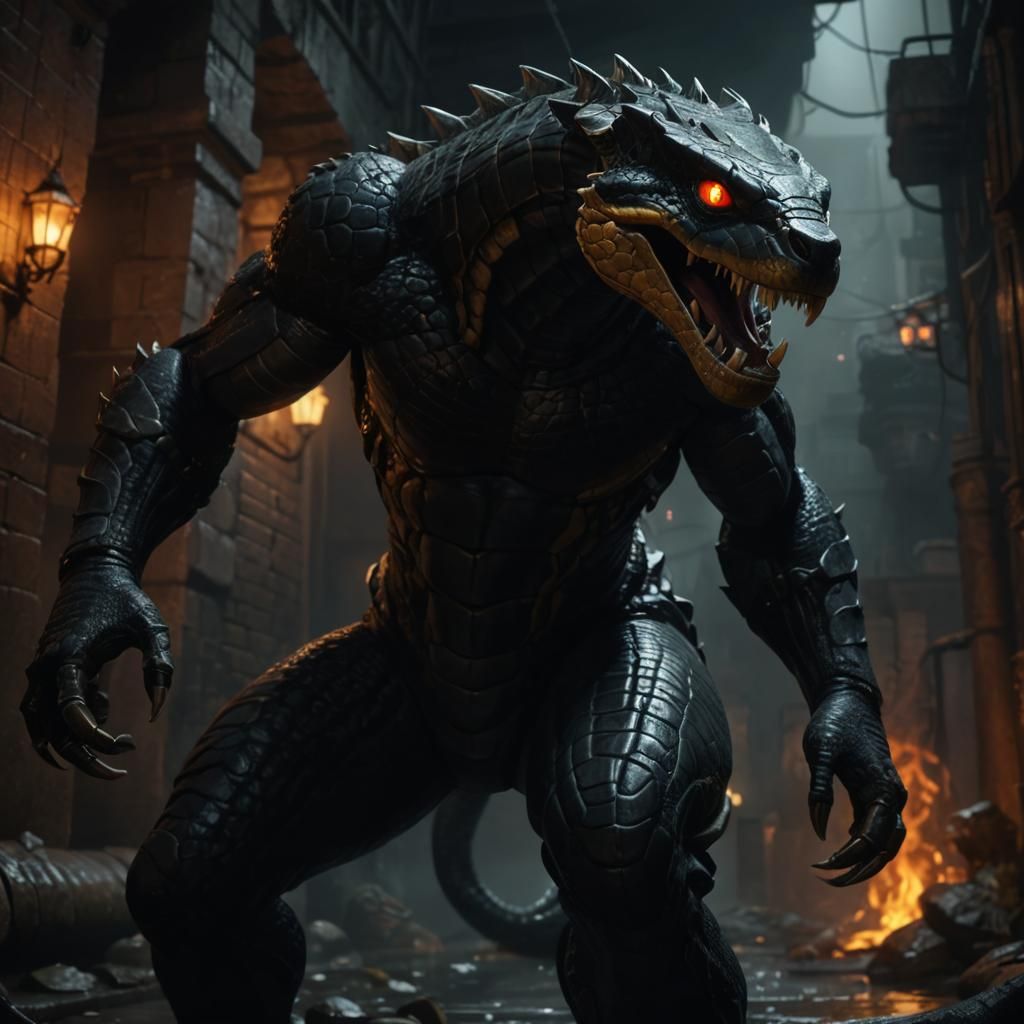 Surreal King Cobra in Epic Cyberpunk Urban Jungle