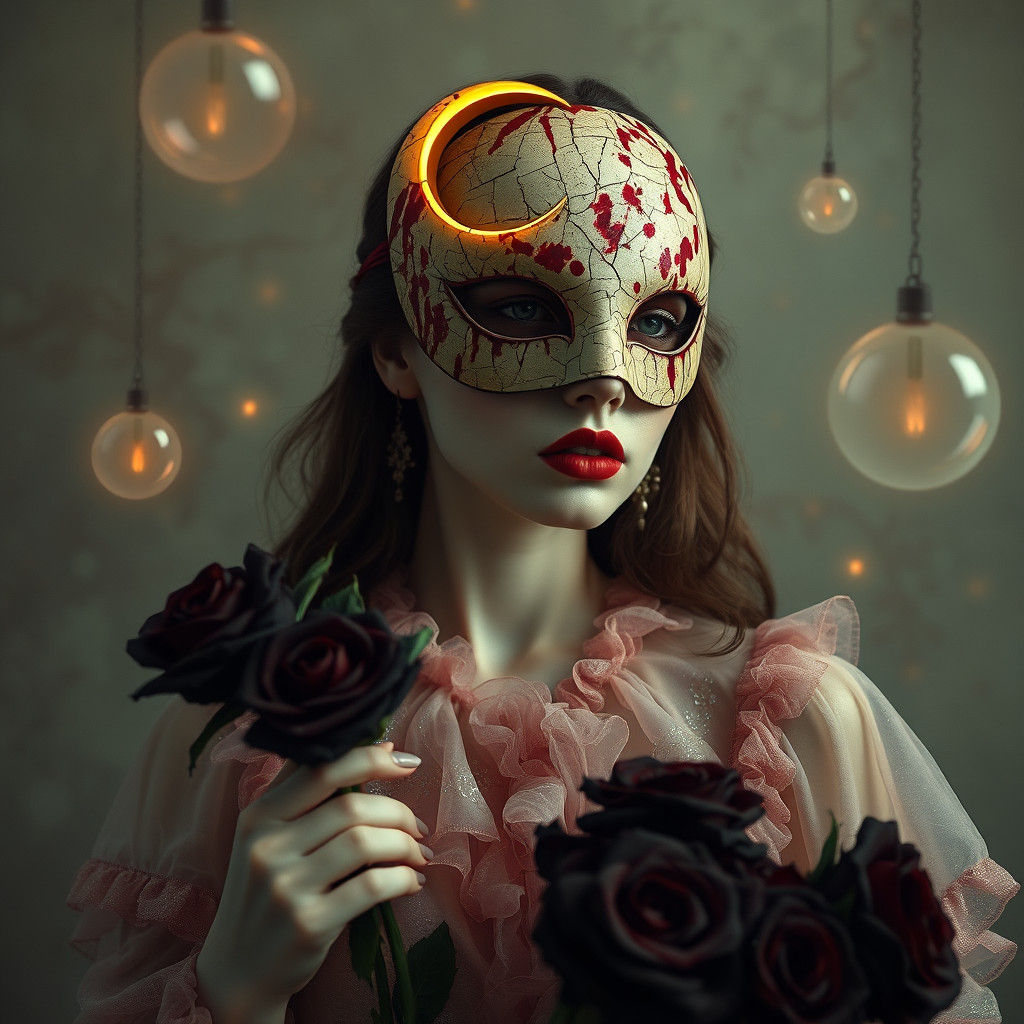 Mystical Venice Carnival Woman with Blood Mask