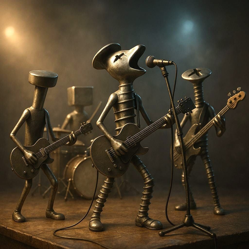 Metal Fasteners Perform Rock Music On Stage