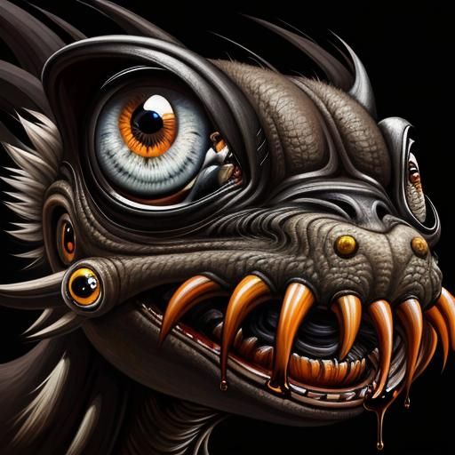 Creepy Animal with Eyes, Lowbrow Horror Art