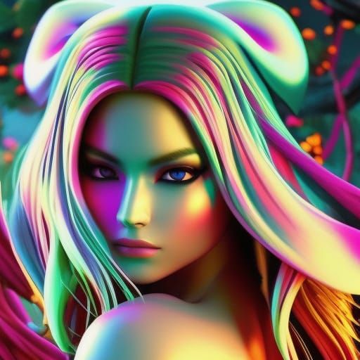 Fantasy Blonde Woman's Face in Detailed Digital Painting