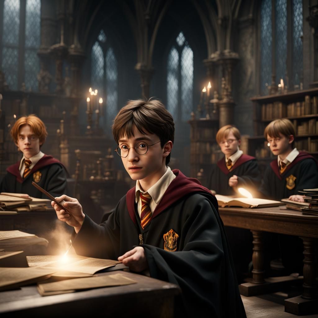 Harry Potter Casting Spells, Detailed Matte Painting