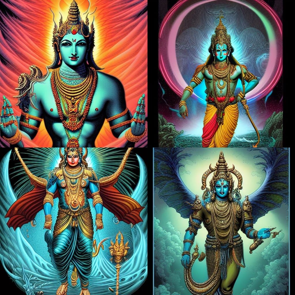 Lord Vishnu in Comic Book Style