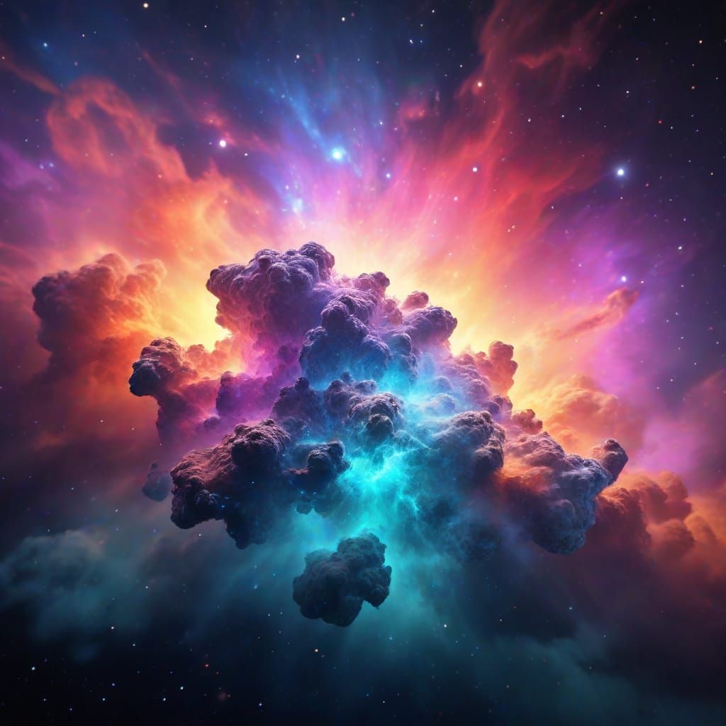 Space nebula cloud colorful vibrant depth of field detailed 8K resolution concept art, cinematic, volumetric lighting, p...