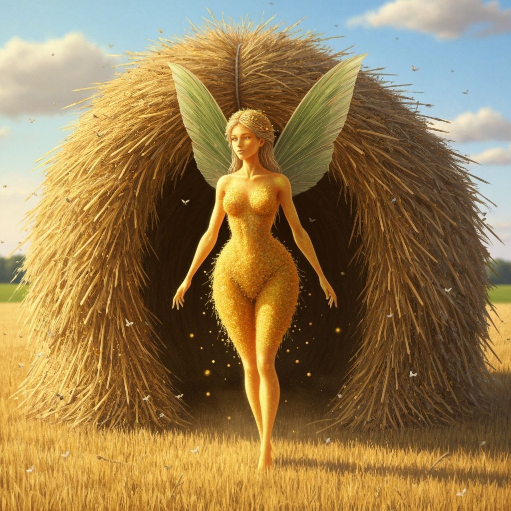 Sunlit Haystack Fairy in Rural Nostalgic Style
