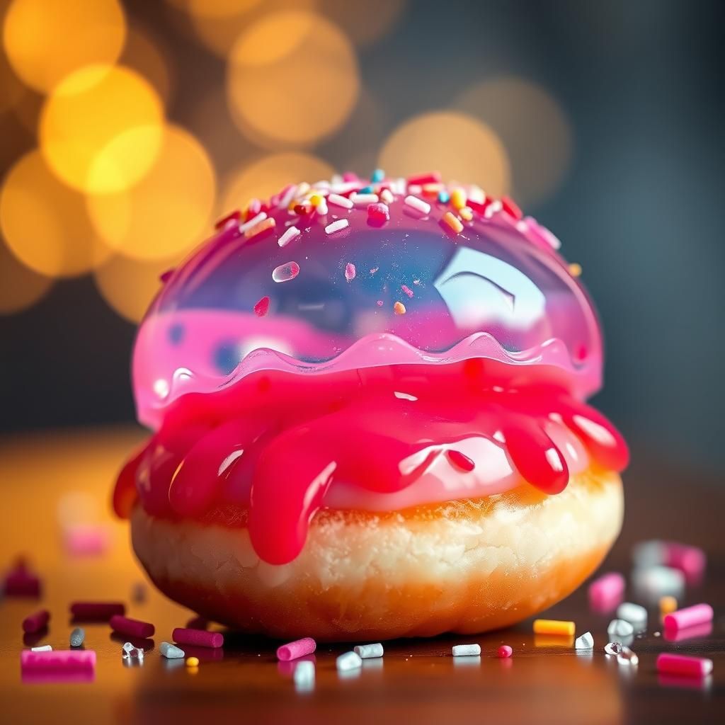 Jellyfish Donut with Jelly, Hyperrealistic Pop Art