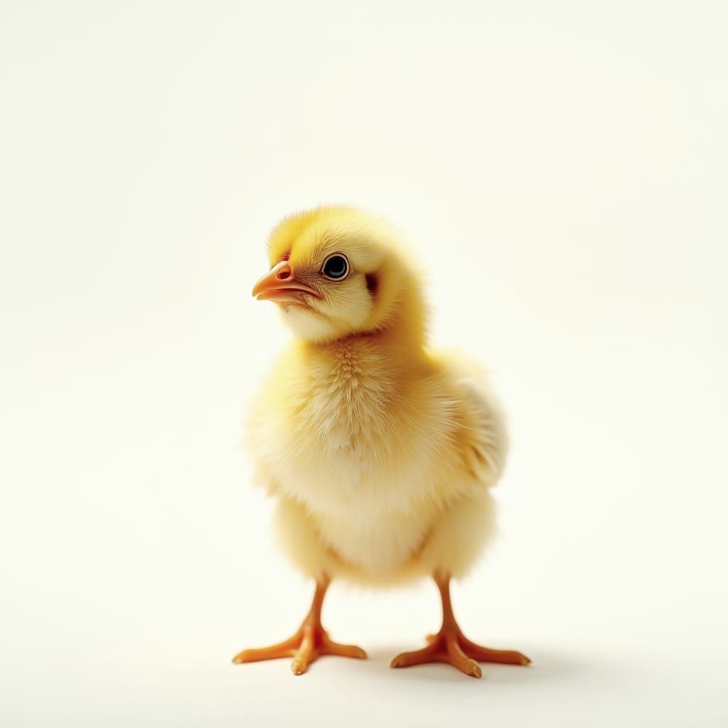 Hyper-Realistic Yellow Chick on White Background