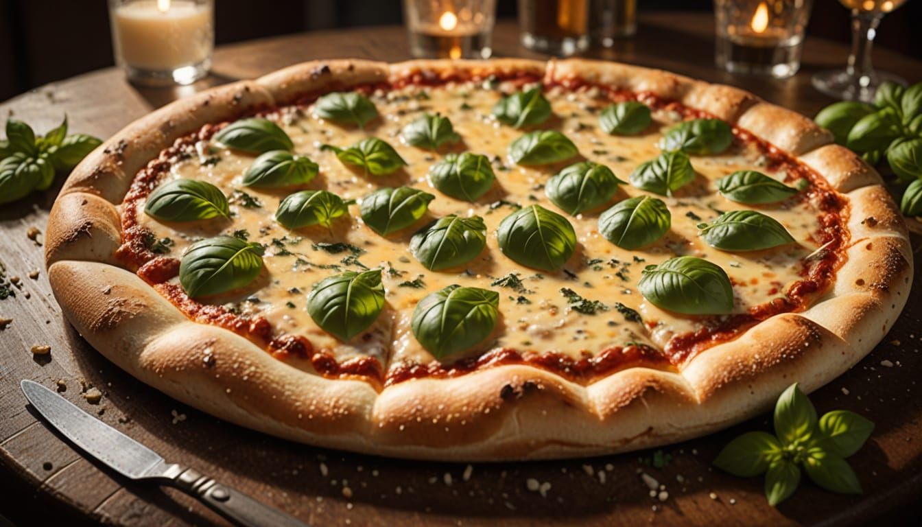 Classic Cheese Pizza in Warm, Golden Lighting
