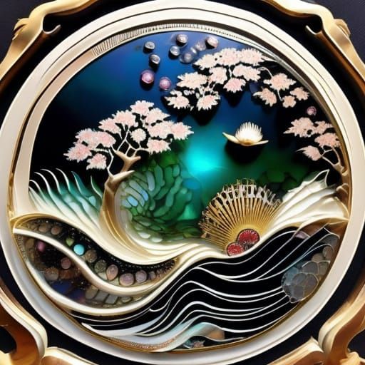 Samurai and Geisha in Ukiyo-e Woodblock Print