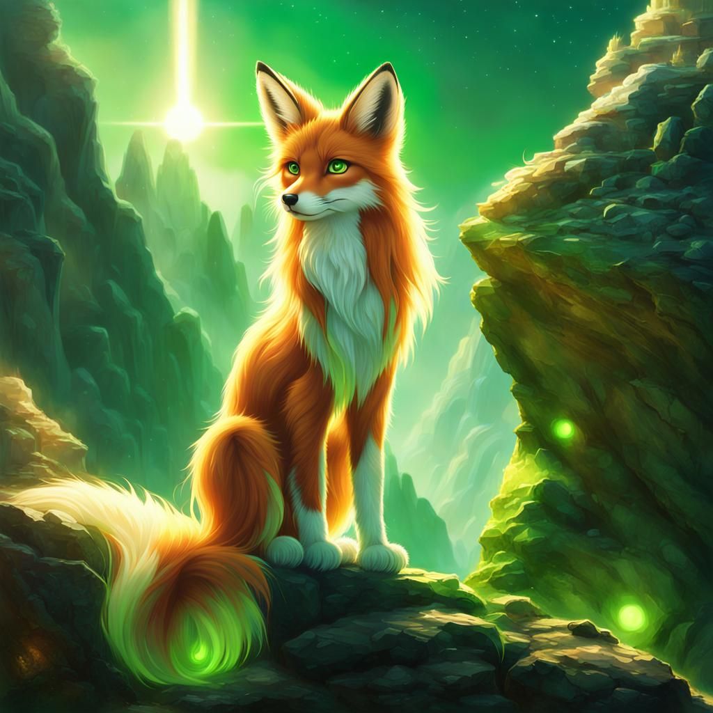 Whimsical Fox Goddess Ascends Retro-Futuristic Uranium Mount...