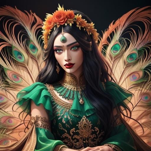 Vibrant Candy Art: Man with Peacock Feather Hair