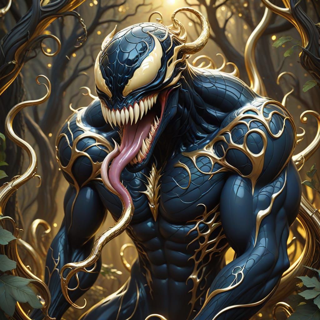 Venom in a Magical Forest: Surreal Illustration