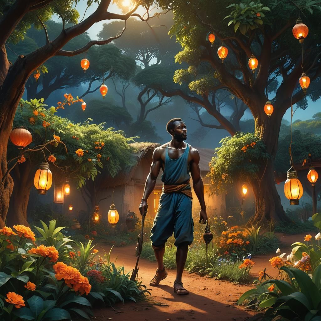 Fantasy African Farmer with Prosthetic Leg