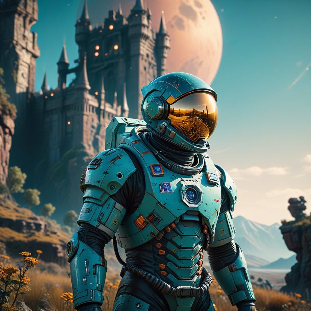 Astronaut Explores Ancient Castle on Distant Planet in Epic...