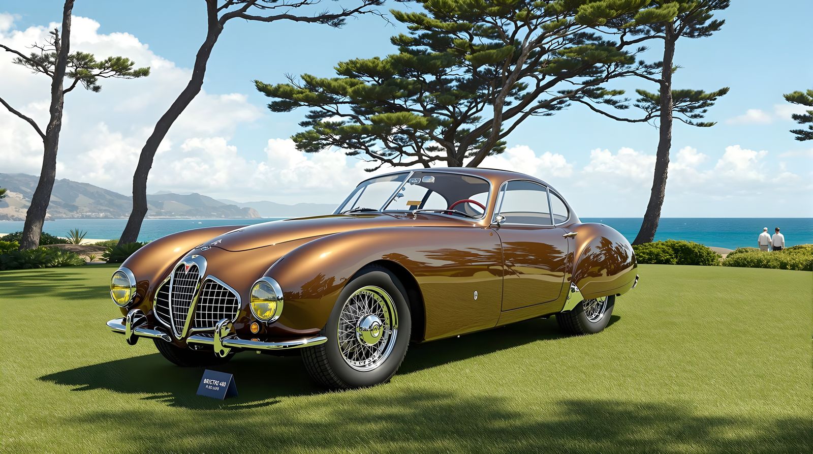 1953 Bristol 404 on Pebble Beach Lawn in 3D