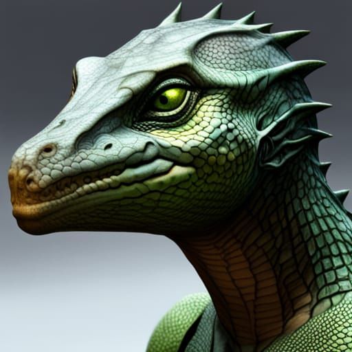 Intelligent Reptilian Humanoid with Dragon-like Features