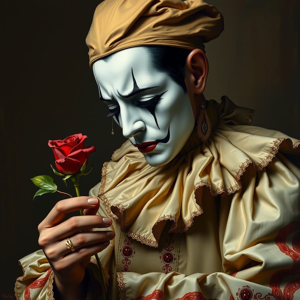 Pierrot's Lament: A Single Rose in the Darkness