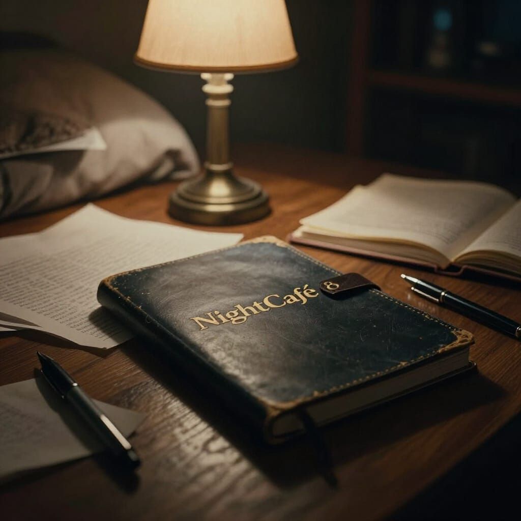 Worm's Eye View of NightCafé Logo on Notebook