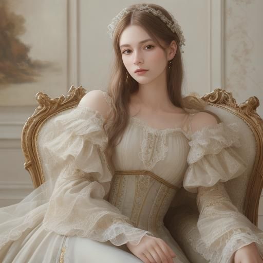 Impressionist Portrait of a Young Lady in Lavish Interior