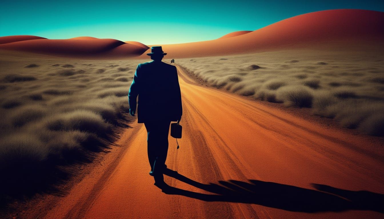 Lost Wanderer in Surreal Psychedelic Hallucinations