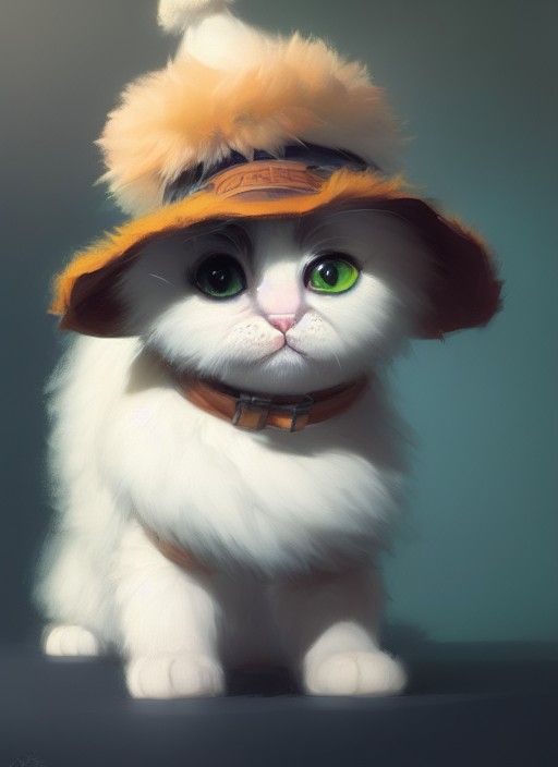 Cute Cat in Clothes, Hyperrealistic Digital Art