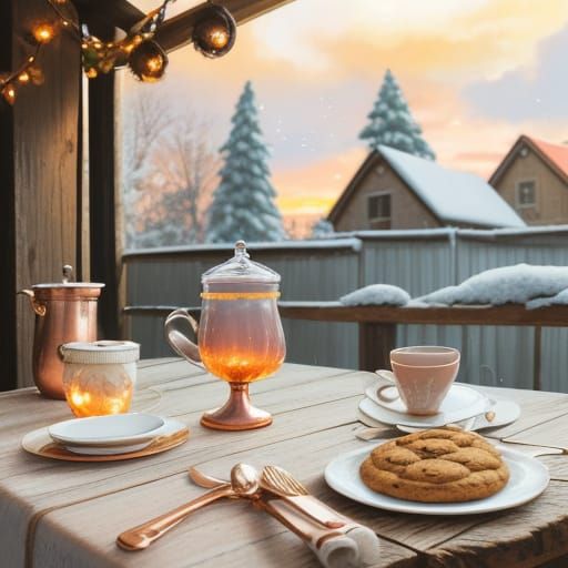 Cozy Winter Scene with Whimsical Touches
