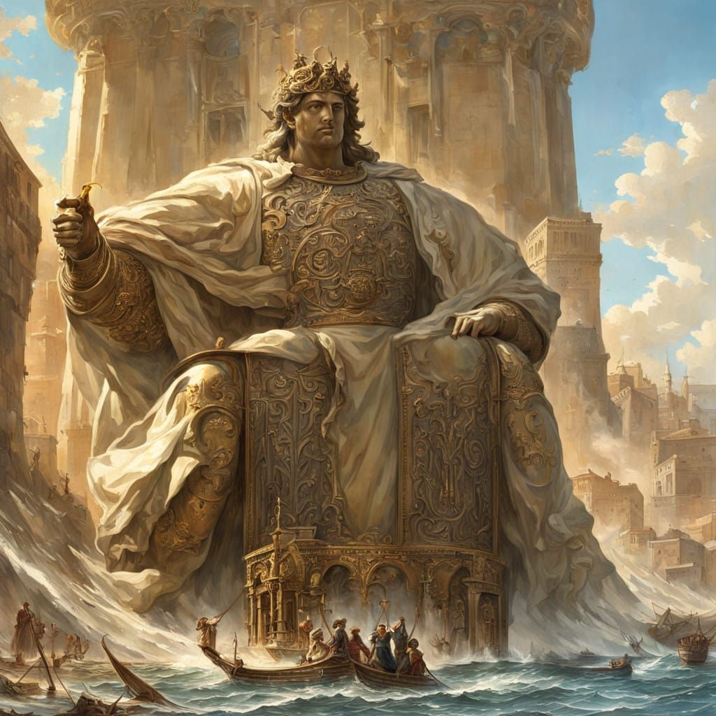 Majestic Bronze Statue of Helios Standing Sentinel Over Anci...