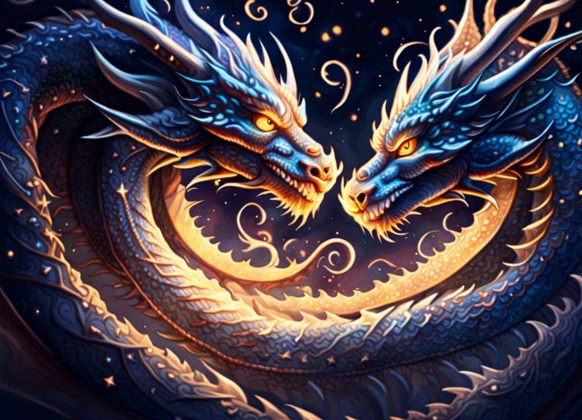 Epic Dragon Fight Scene in Hand-Drawn Fantasy Art