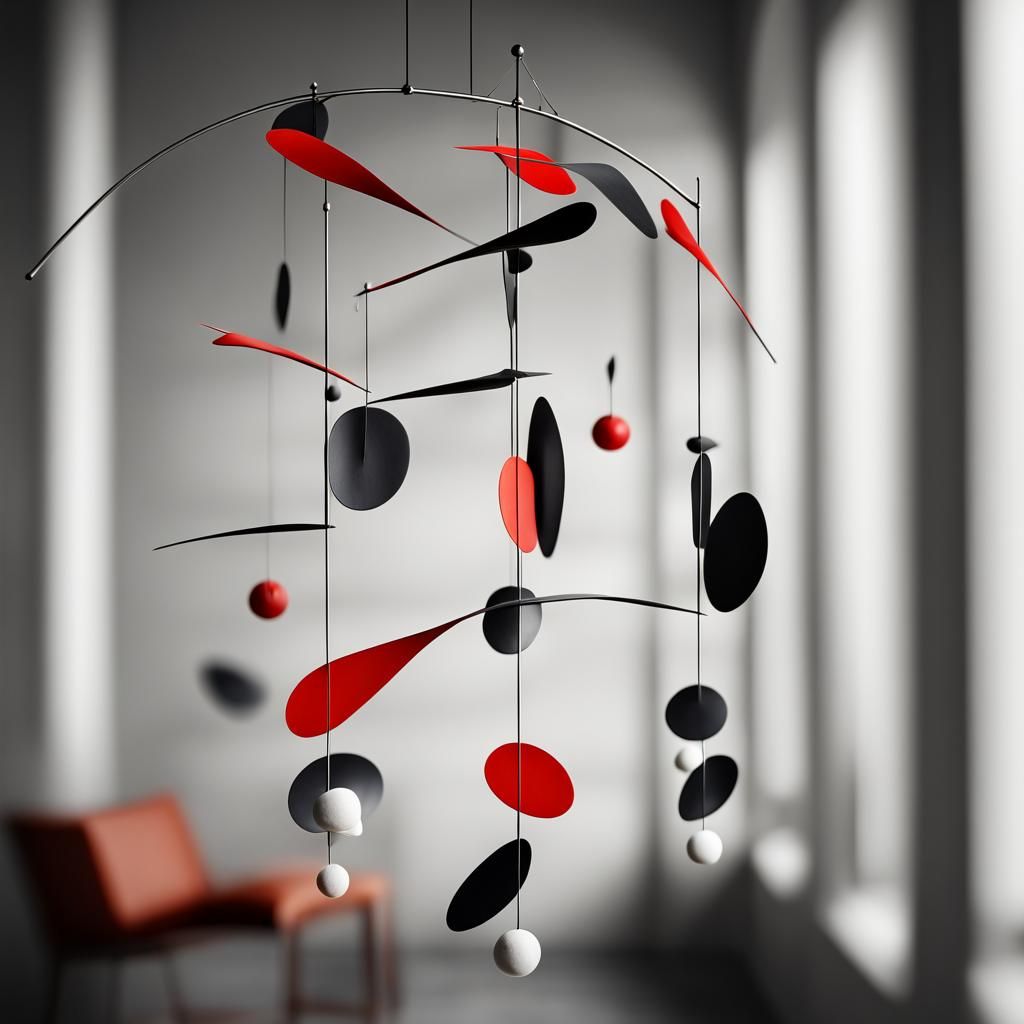 Hyperrealistic Mobile Sculpture in Calder Style