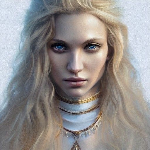 Blonde Goddess Portrait: Detailed Digital Art