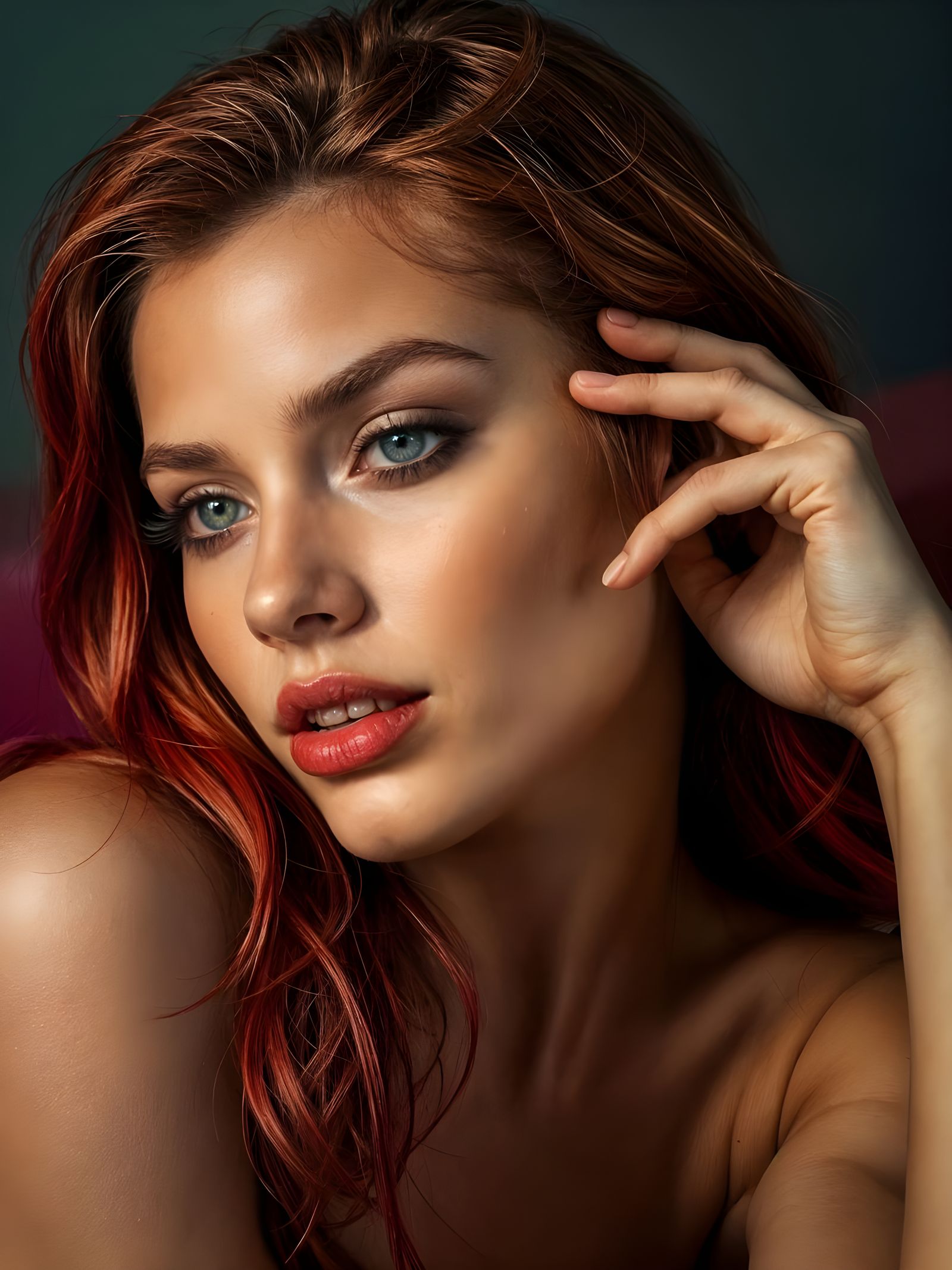 Hyperrealistic Portrait of a Seductive Woman in a Splash Art...