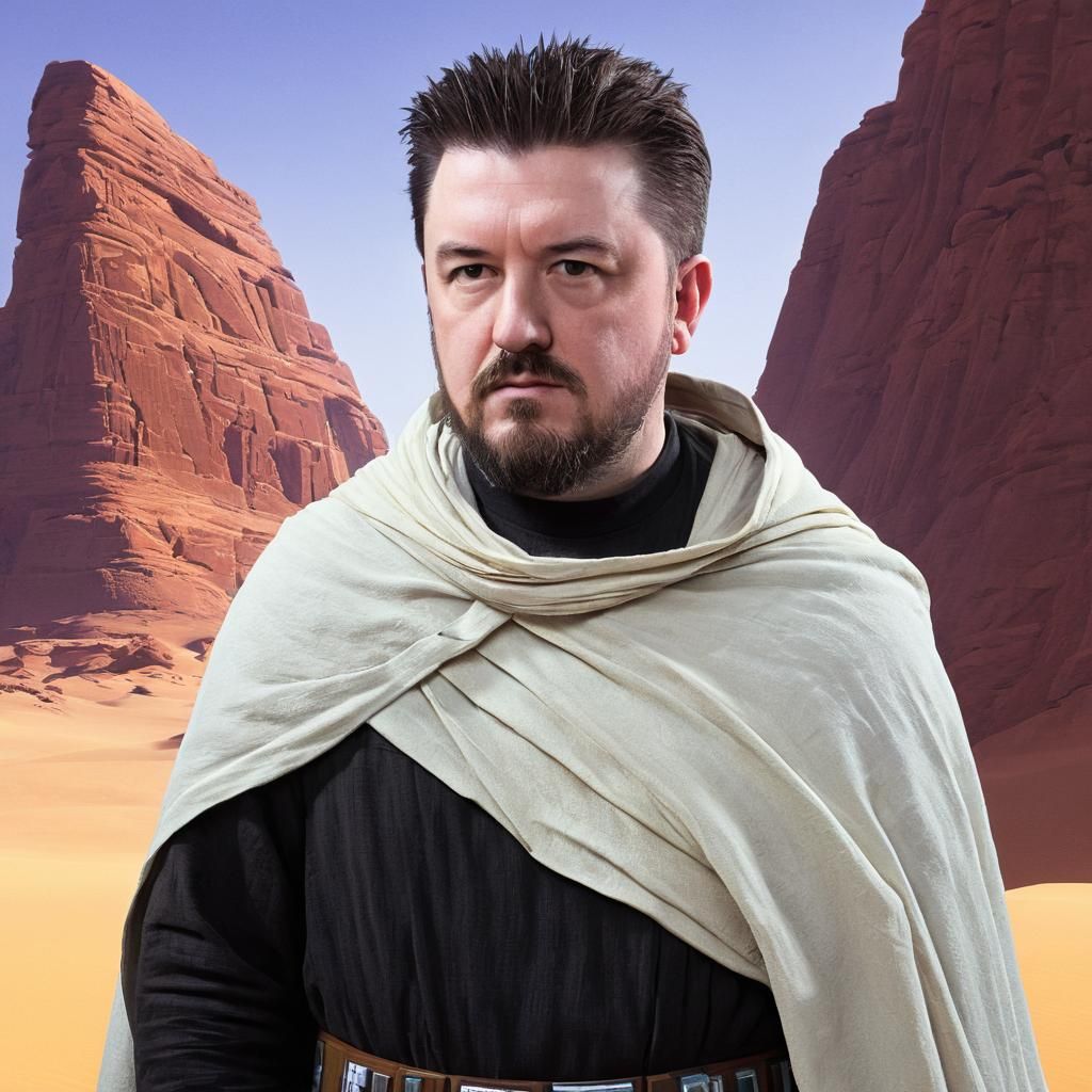 Jedi Master with White Saber on Tatooine