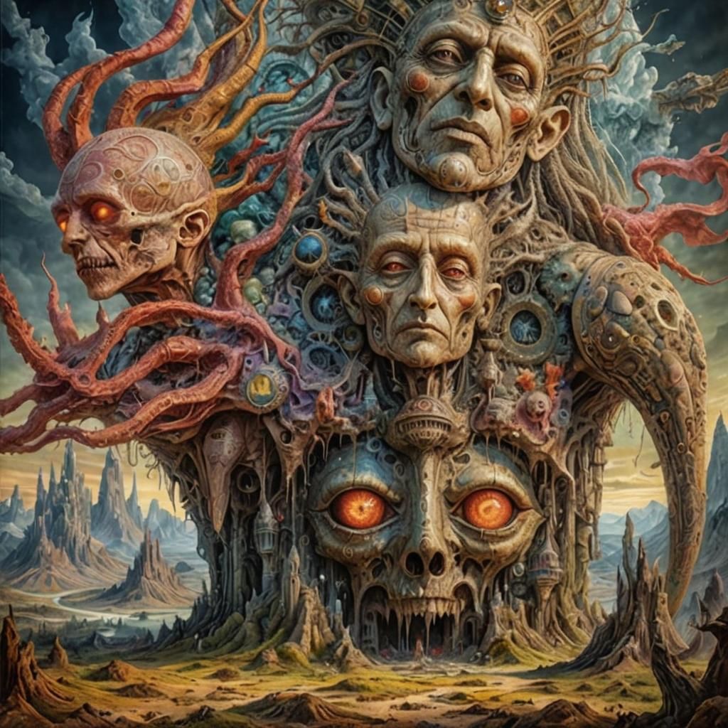 Surreal Visionary Landscape in Mixed Media